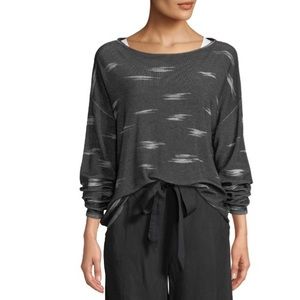 Eileen Fisher Pattern Tencel Sweater in Grey / Black size Small Boatneck Casual